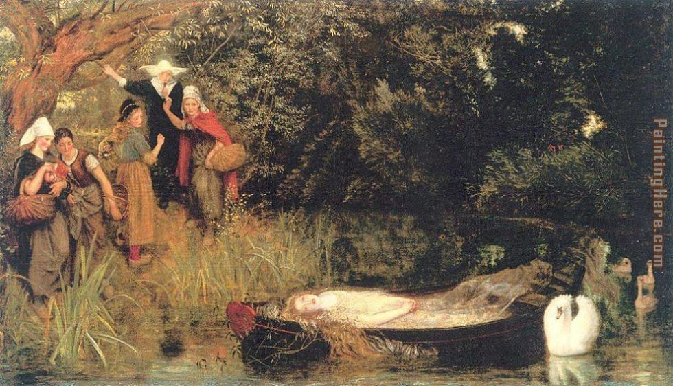 The Lady of Shalott painting - Arthur Hughes The Lady of Shalott art painting